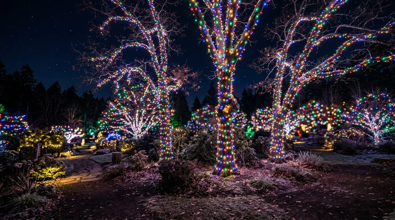 Use candles and lamps to support the string light atmosphere inspiration for a holiday lit home.